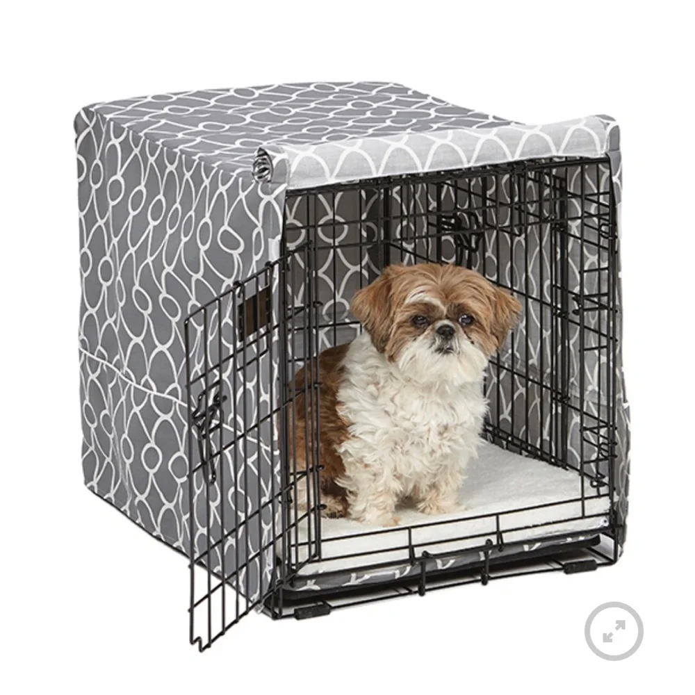 Gray and White Dog Crate Cover